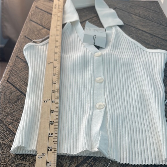 Zara White Halter Button-Front Blouse - Picture 9 of 9